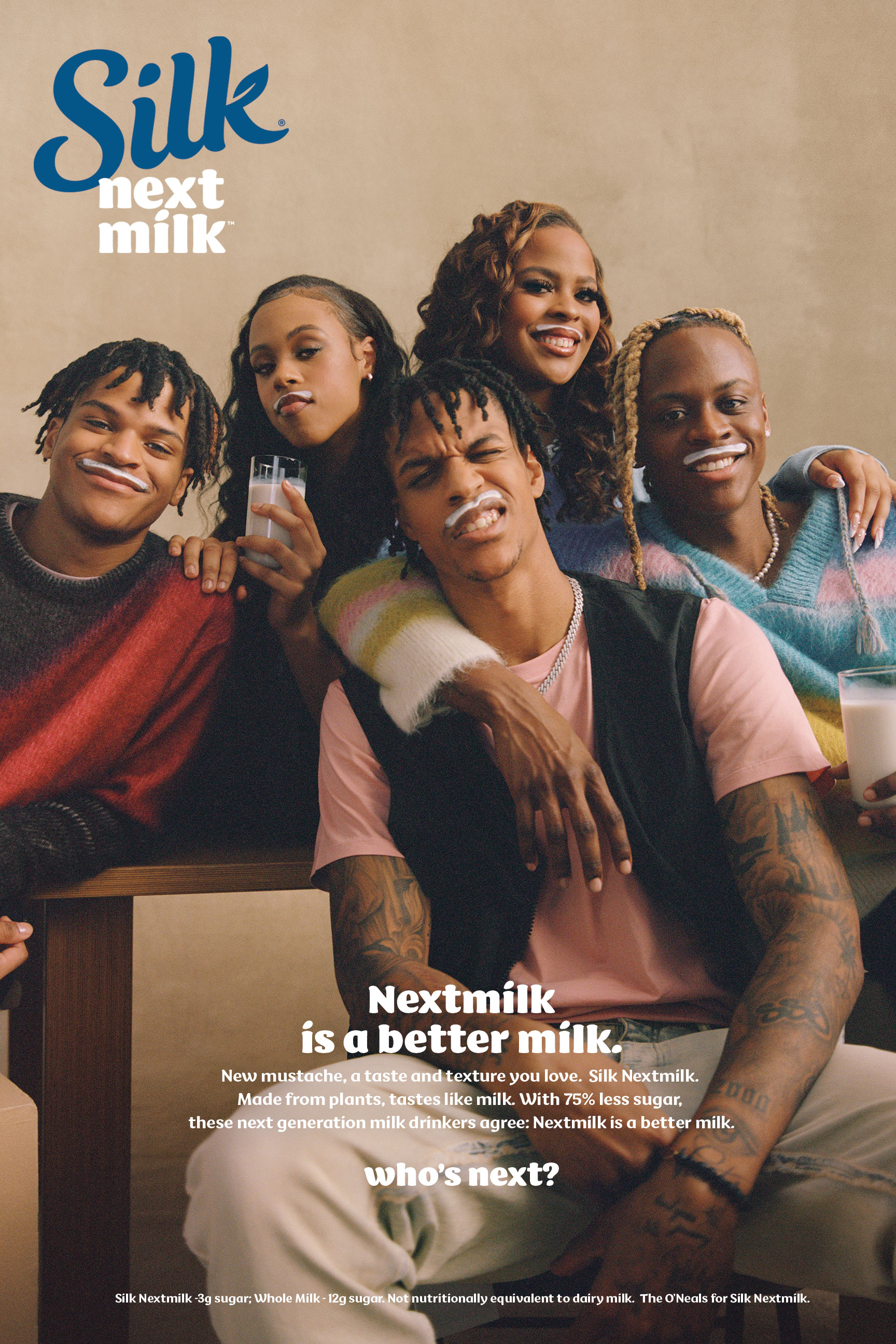 O'Neal siblings — Amirah / Me'Arah / Myles / Shareef / Shaqir — Silk Nextmilk group ’stache