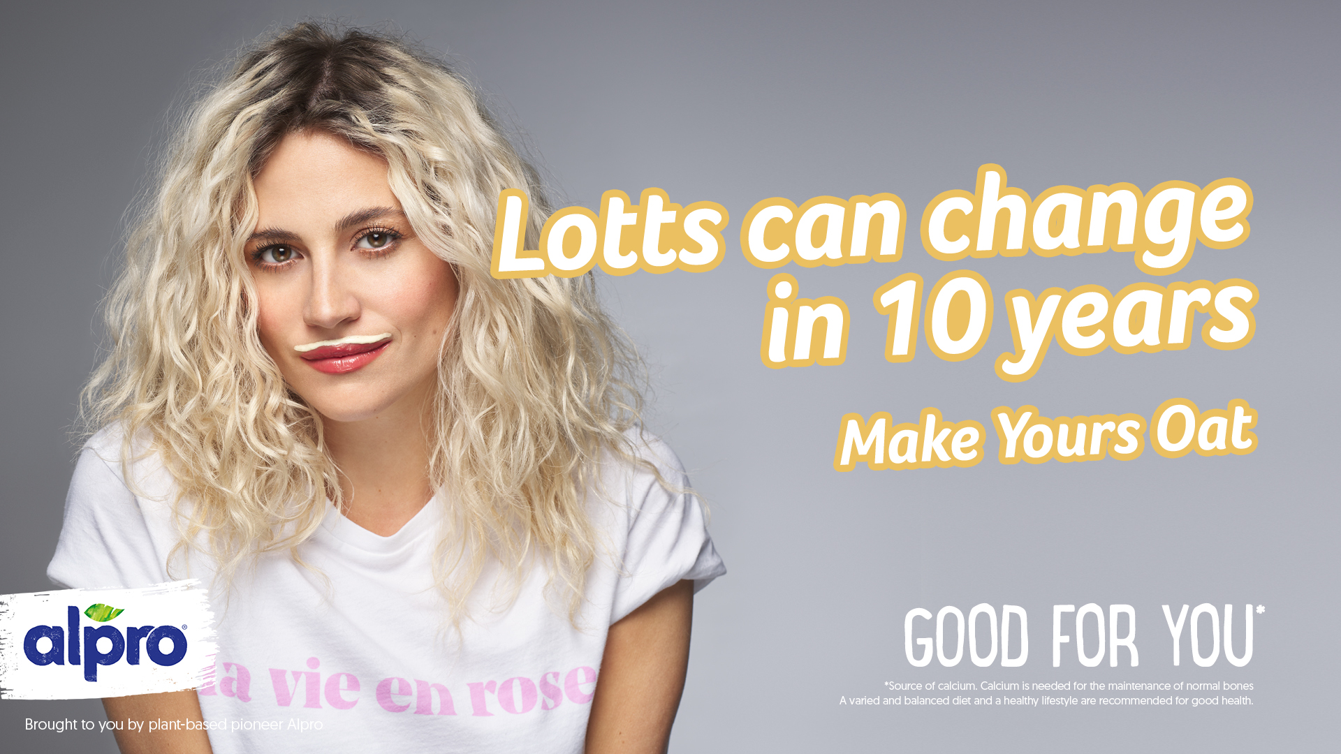 Pixie Lott — Alpro mOAT-stache recreation