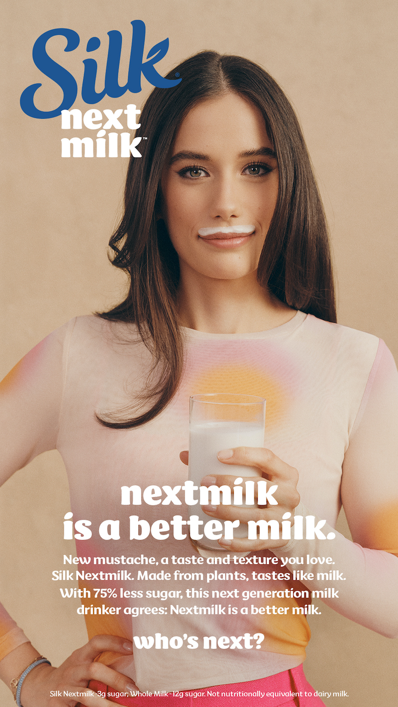 Ella Bleu Travolta — Silk Nextmilk plant-based ’stache