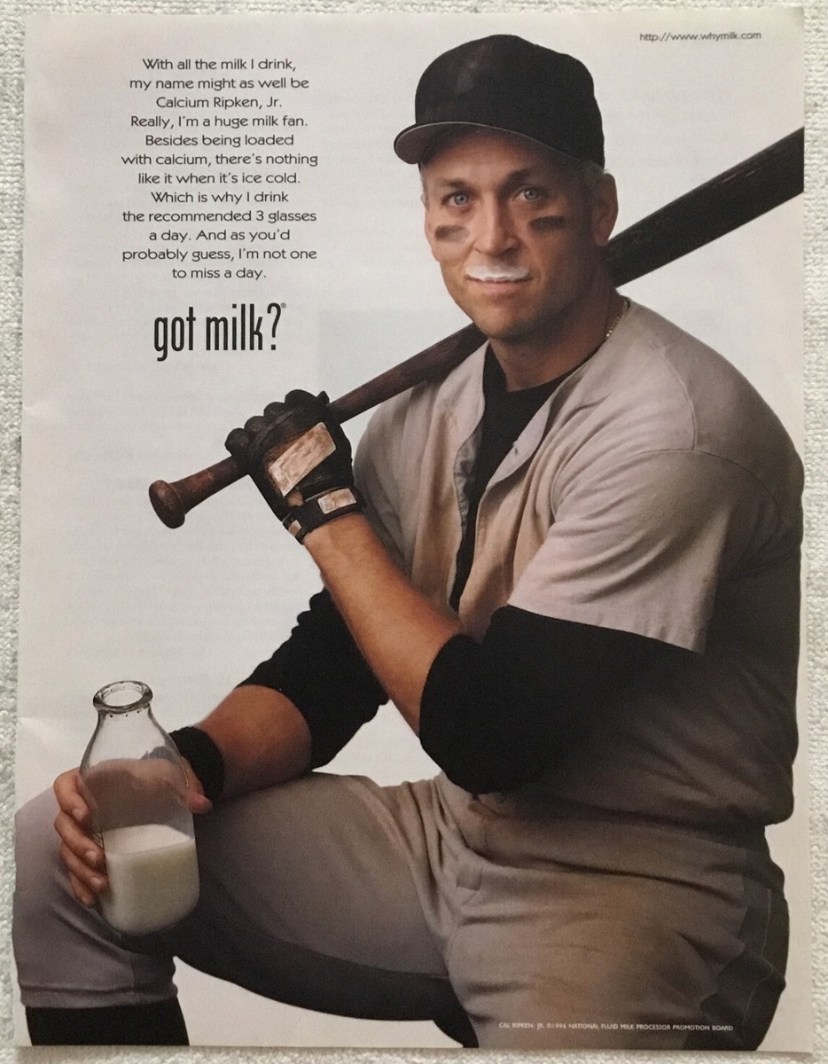 Cal Ripken Jr. 1996 got milk advertisement with whymilk.com line