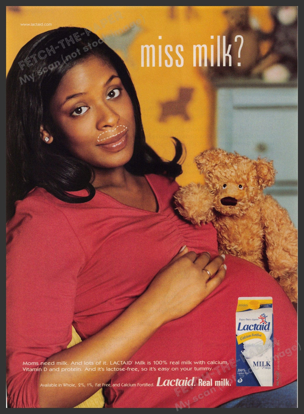 Lactaid — pregnant woman milk-mustache print ad