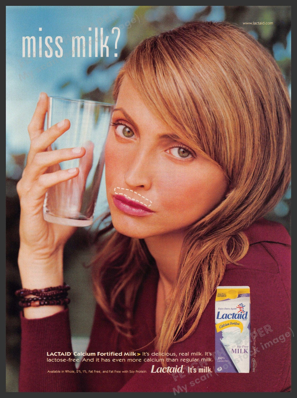 Lactaid — “Miss Milk?” woman with empty glass