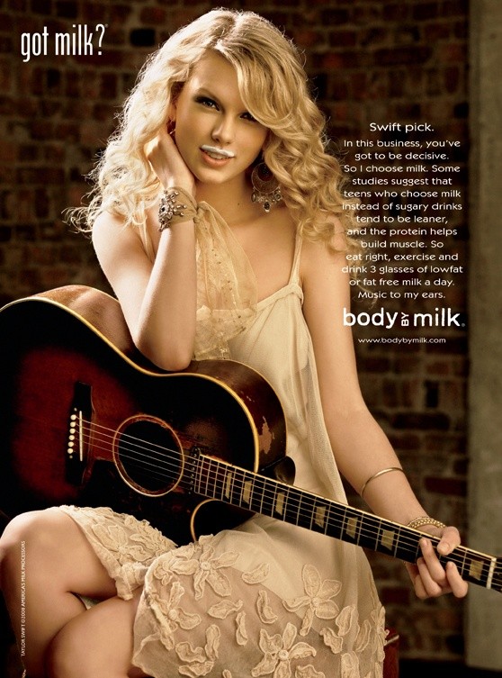 Taylor Swift — Press-release layout — got milk? top left, side legal line (small web file)