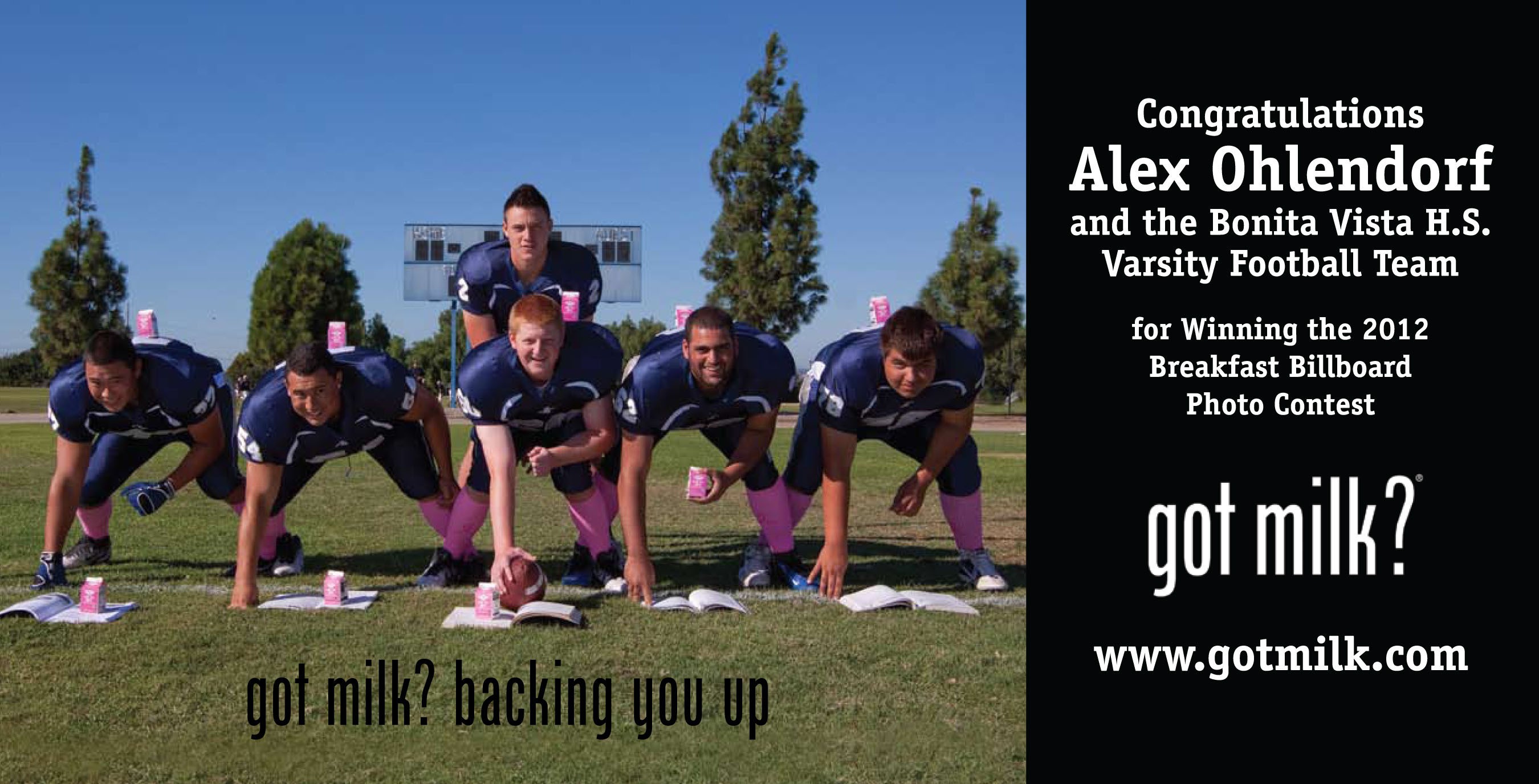 “got milk? backing you up” — 2012 Breakfast Billboard Photo Contest winner
