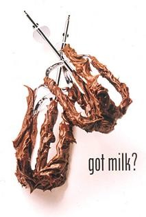 got milk? poster and grocery-cart ad — frosting-covered beaters (California)
