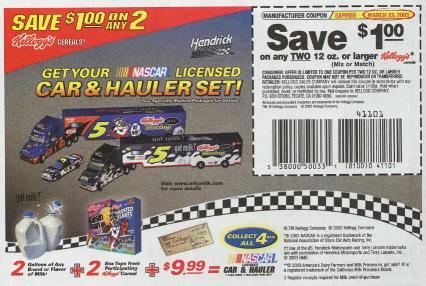 Kellogg's Racing Car & Hauler Set (coupon/supplement ad)