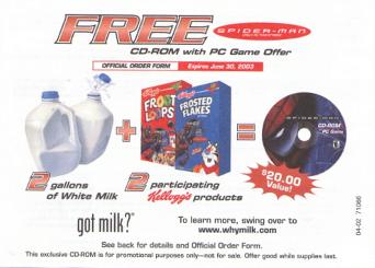 Spider-man CD-ROM Game Offer (coupon/supplement ad)