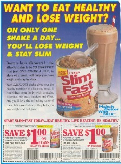 Ultra Slim-Fast “Want to eat healthy and lose weight?” (coupon/supplement ad)