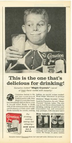 Carnation “Magic Crystals” Milk-Mustache Ad — boy (c.1957–1960)