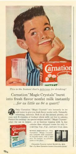 Carnation “Magic Crystals” Milk-Mustache Ad — boy (c.1957–1960)