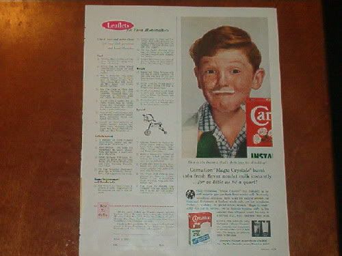 Carnation “Magic Crystals” Milk-Mustache Ad — boy (c.1957–1960)