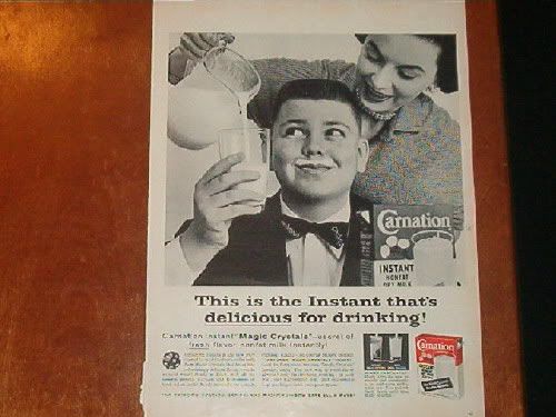 Carnation “Magic Crystals” Milk-Mustache Ad — boy (c.1957–1960)