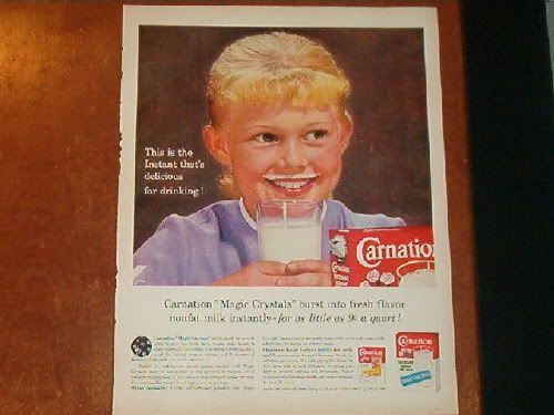 Carnation “Magic Crystals” Milk-Mustache Ad — boy (c.1957–1960)