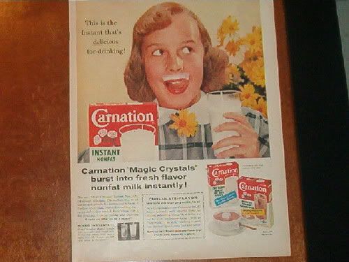 Carnation “Magic Crystals” Milk-Mustache Ad — girl (c.1957–1960)