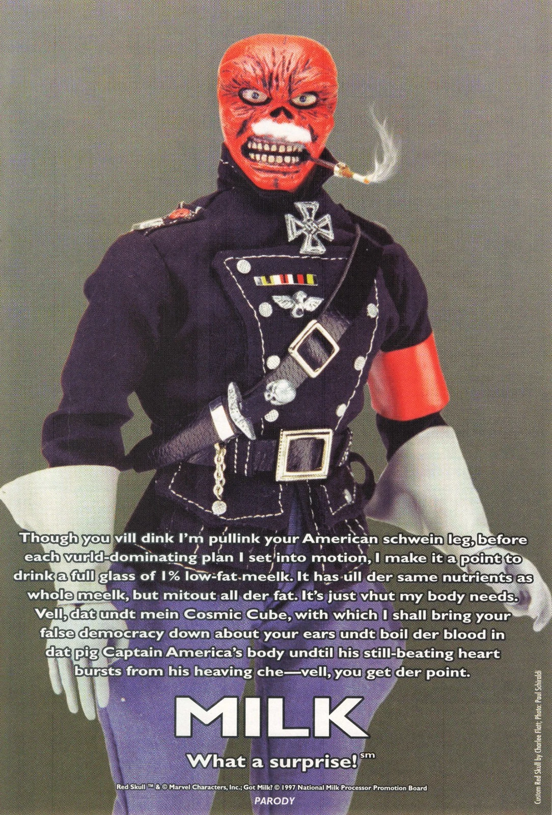 Marvel RED SKULL — “MILK. What a surprise!” parody
