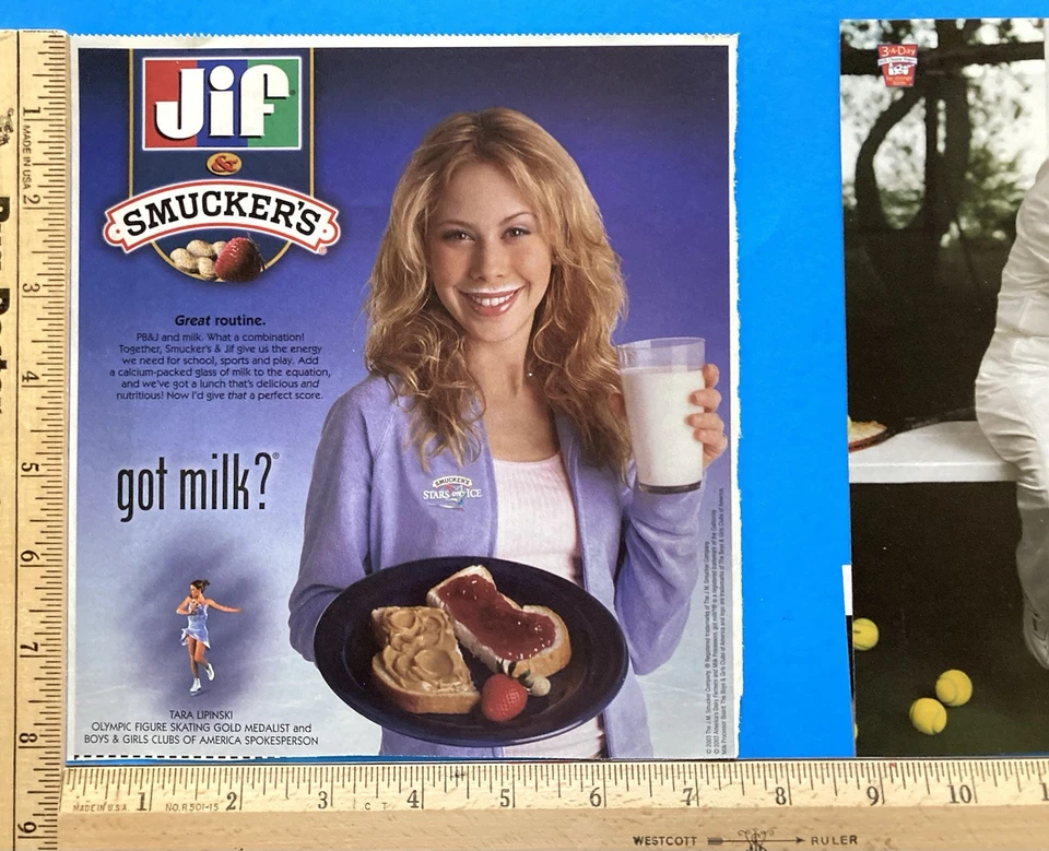 Tara Lipinski — Jif + Smucker’s — got milk? co-brand