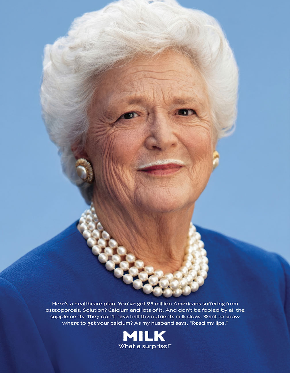 Barbara Bush — original unpublished Milk Mustache concept