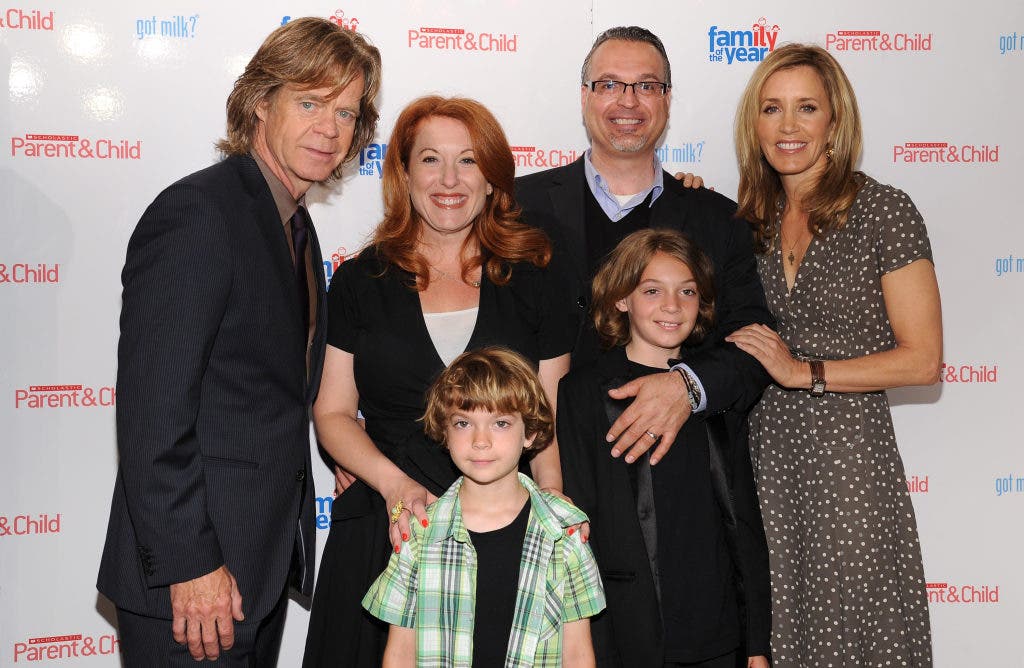 Athanas family with William H Macy and Felicity Huffman at the 2011 got milk Family of the Year event