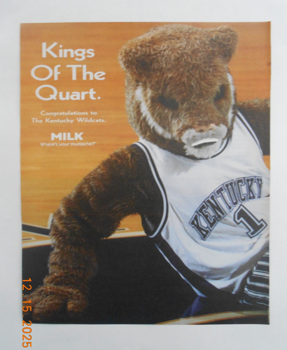 Kentucky Wildcats mascot — 'Kings Of The Quart.'