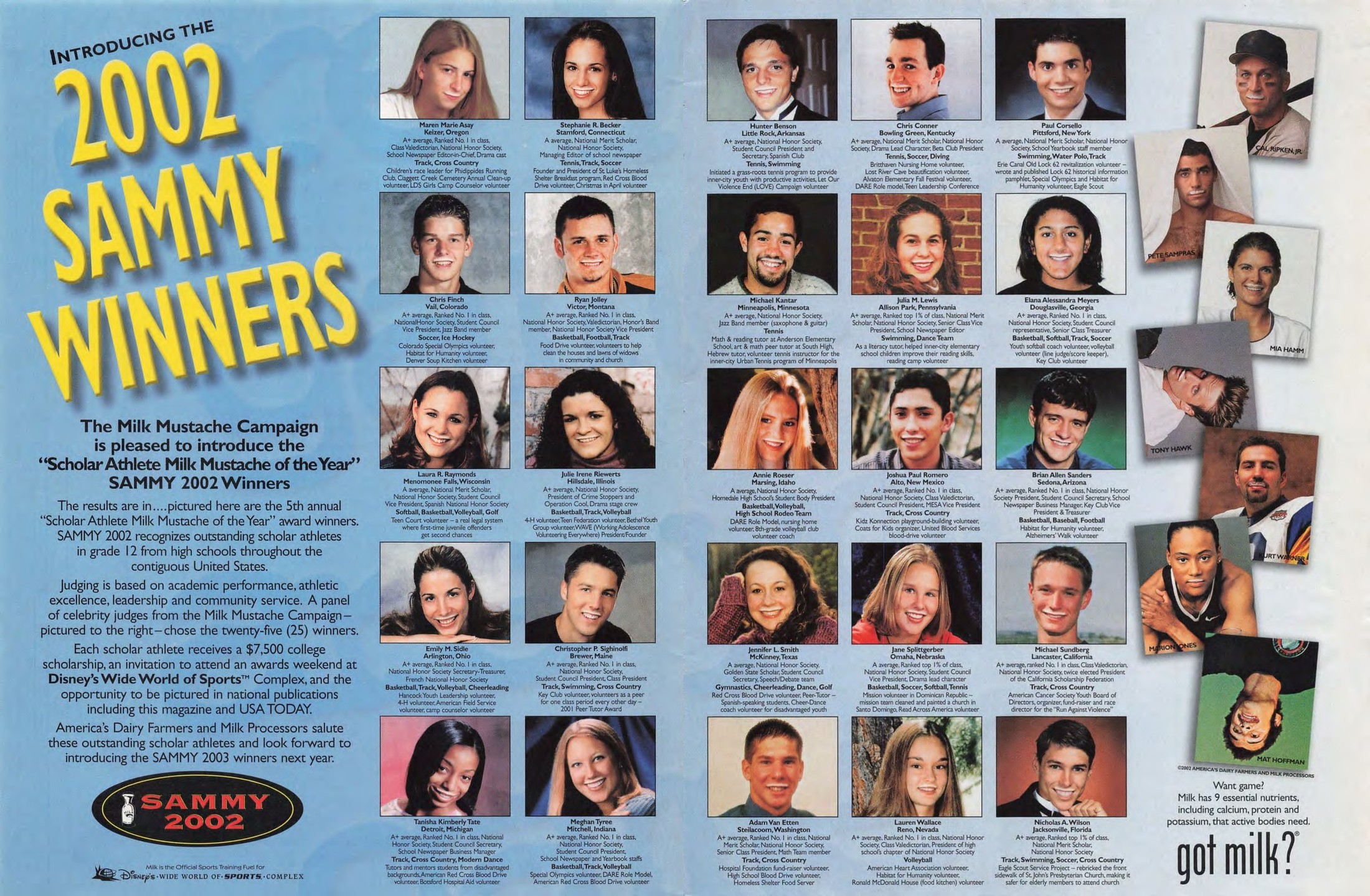 2002 SAMMY Winners — As printed — Sports Illustrated, July 1 2002 (two-page spread)