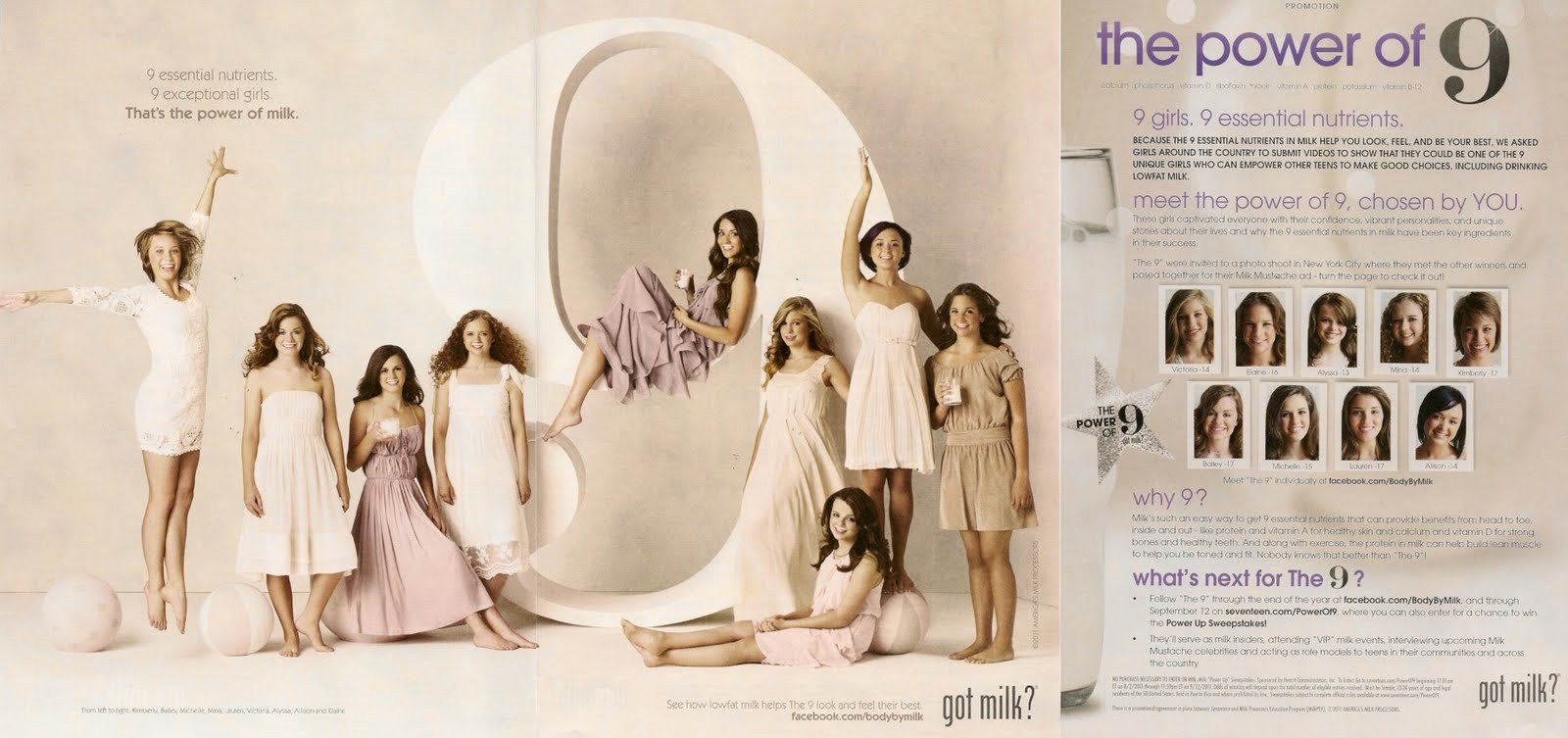 The 9 - Power of 9 winners — official USDA 2011 Milk Mustache poster