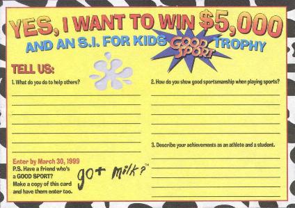 Good Sports Entry Form Postcard - 1999 version one (GM)