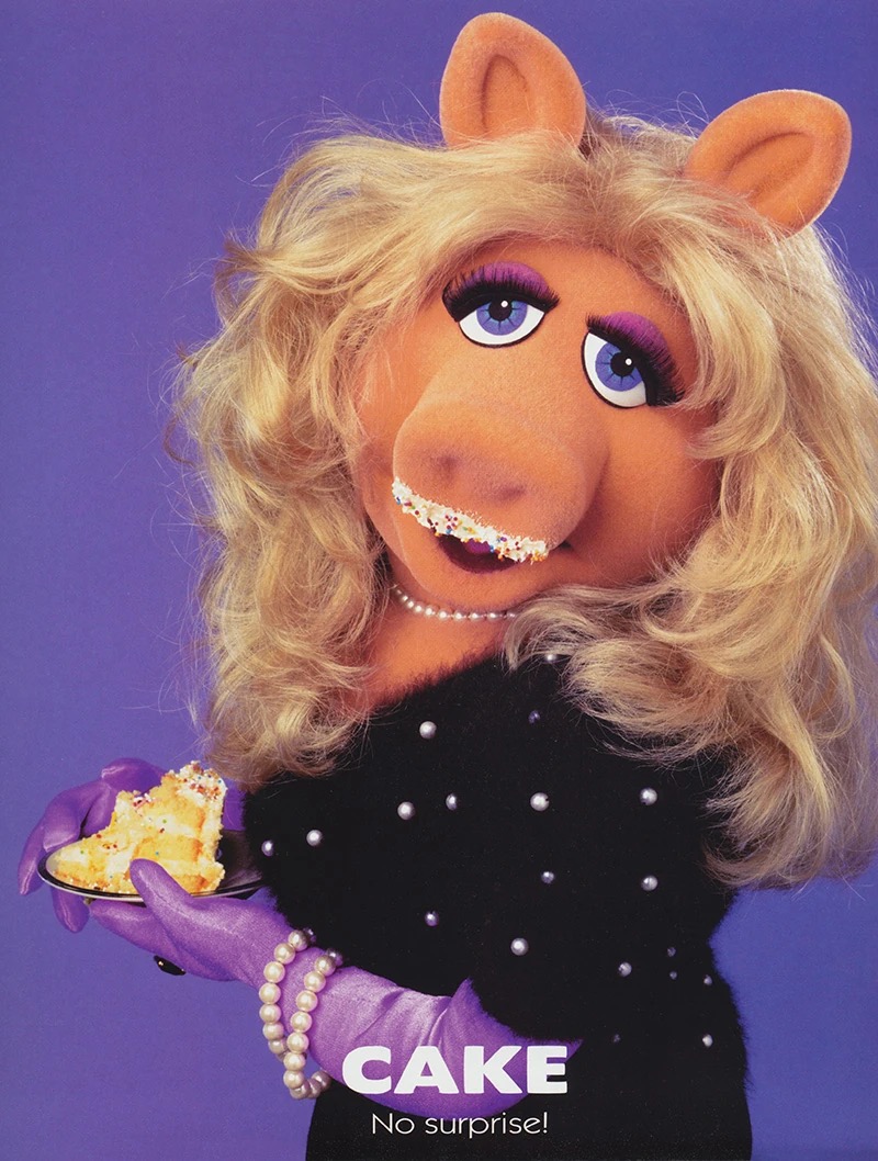 Miss Piggy — “CAKE” got milk? parody — Muppet Parody Calendar: The Sequel