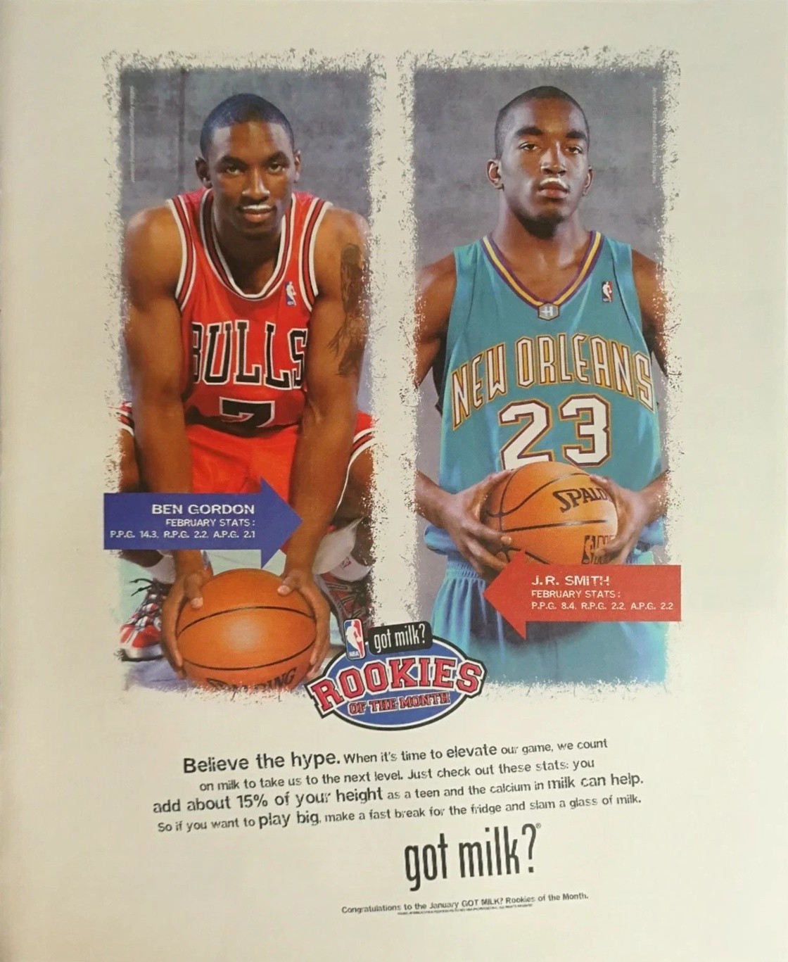 got milk? NBA Rookie of the Month — Ben Gordon & J.R. Smith — January 2005 Rookies
