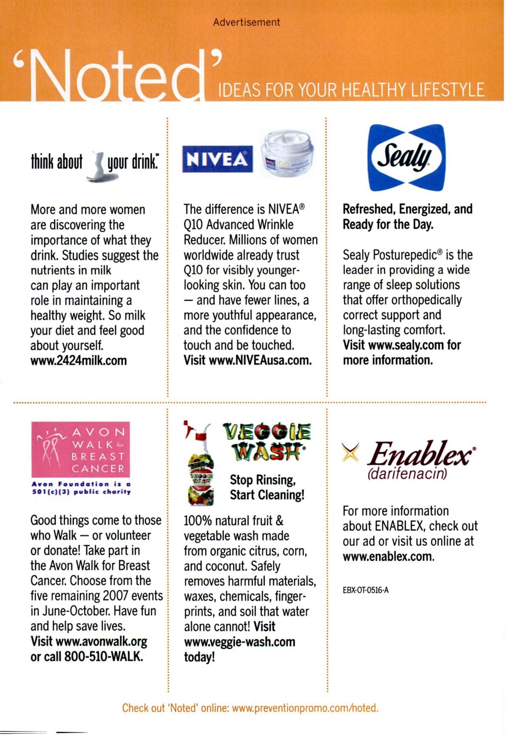 Prevention “Noted” promotions page — “think about your drink” (2007)