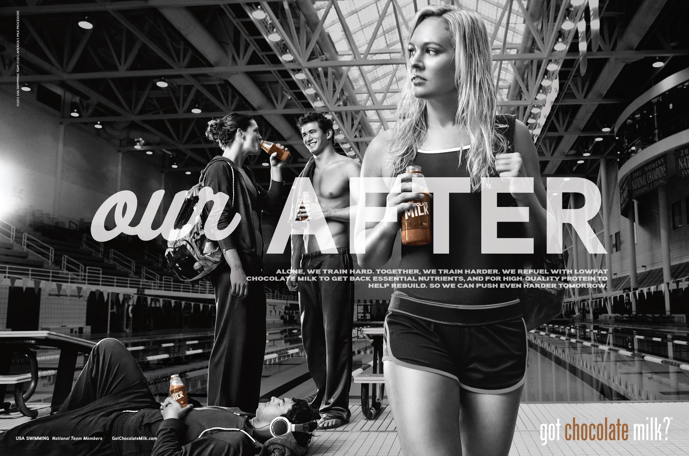 USA Swimming — got chocolate milk? ‘our After’ — Wide spread layout