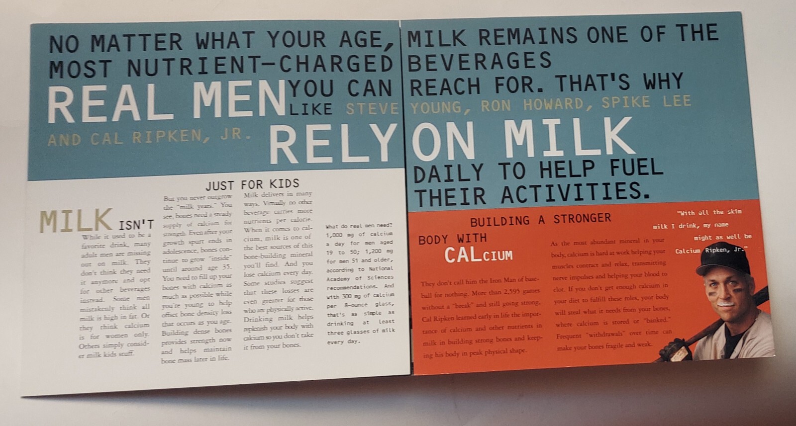 Inside spread — “Real men rely on milk”