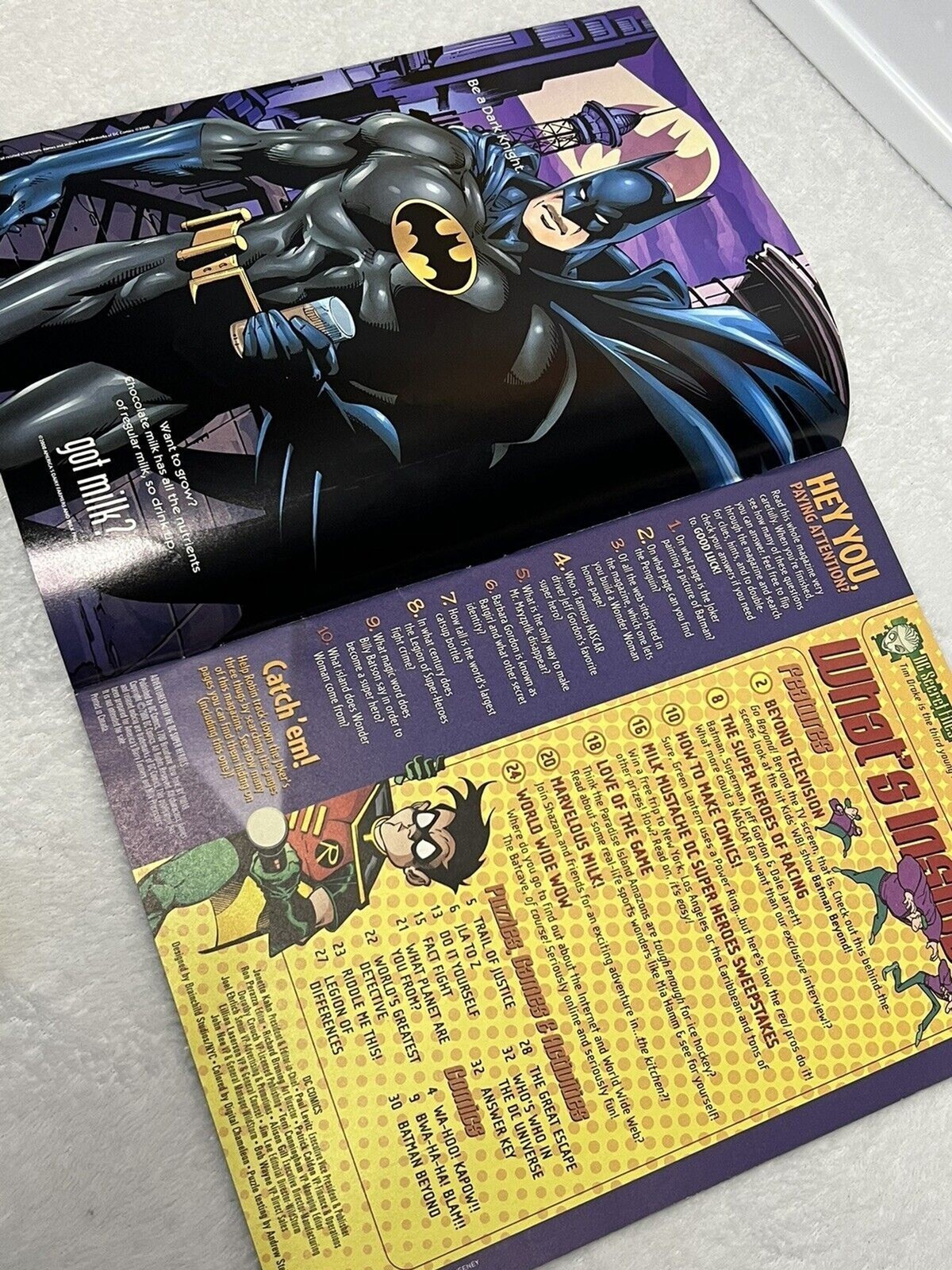 Inside — Batman page and sweepstakes rules