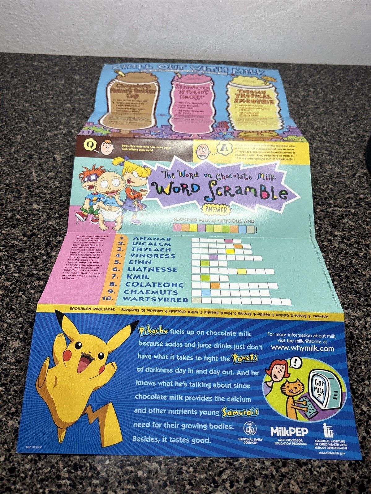 Opened — Rugrats word scramble and Pikachu