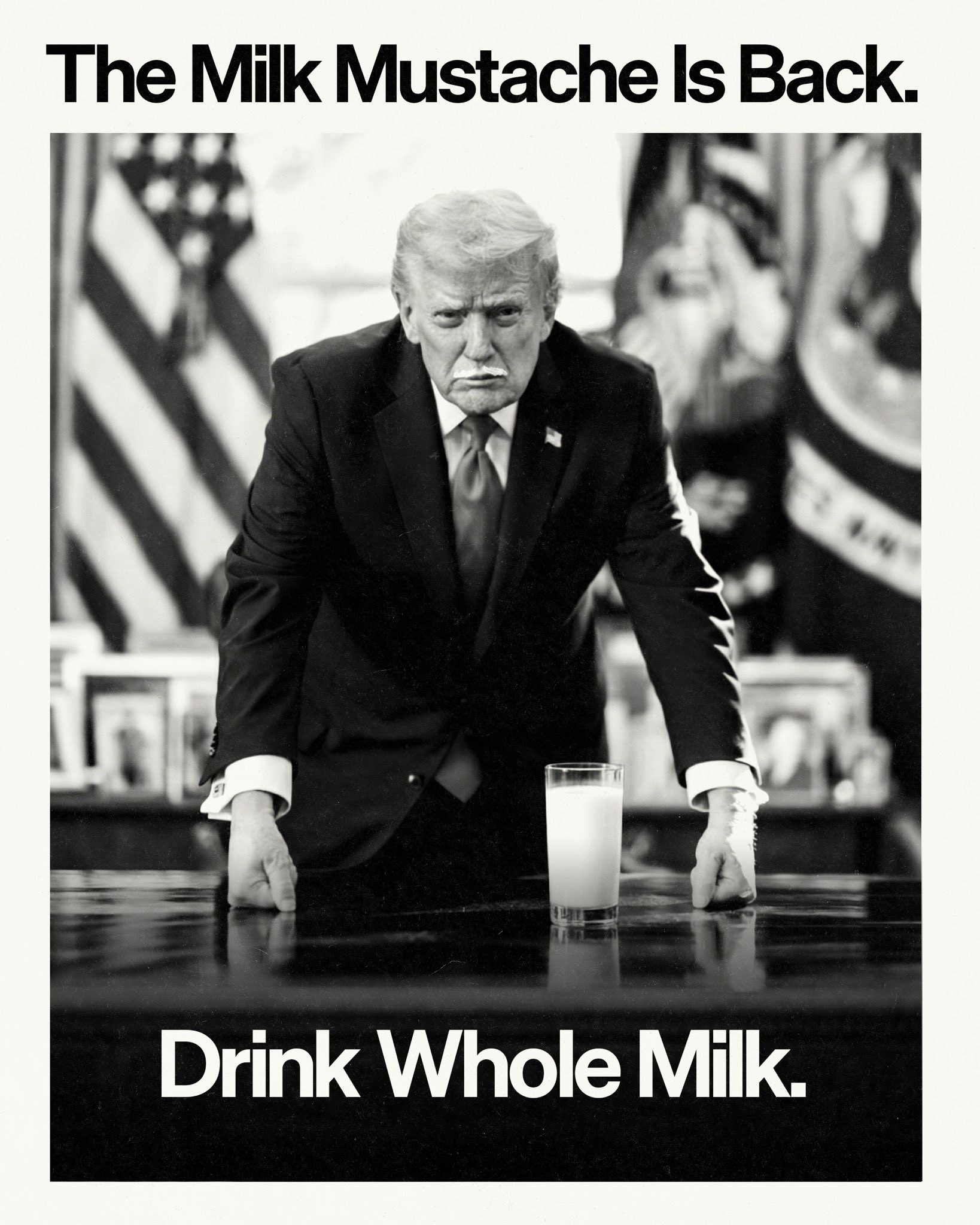 USDA — “The Milk Mustache Is Back. Drink Whole Milk.” (President Donald Trump)