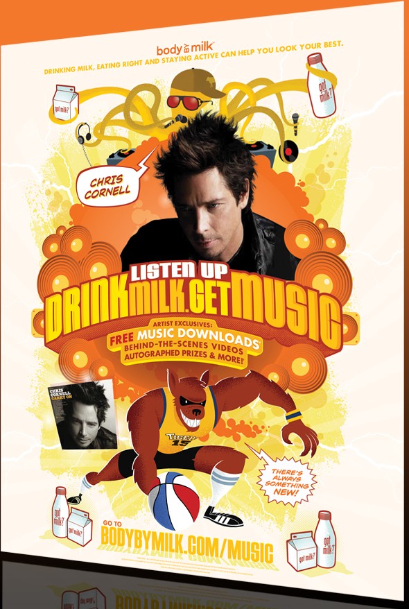 Chris Cornell “Listen Up. Drink Milk. Get Music.” Body by Milk poster