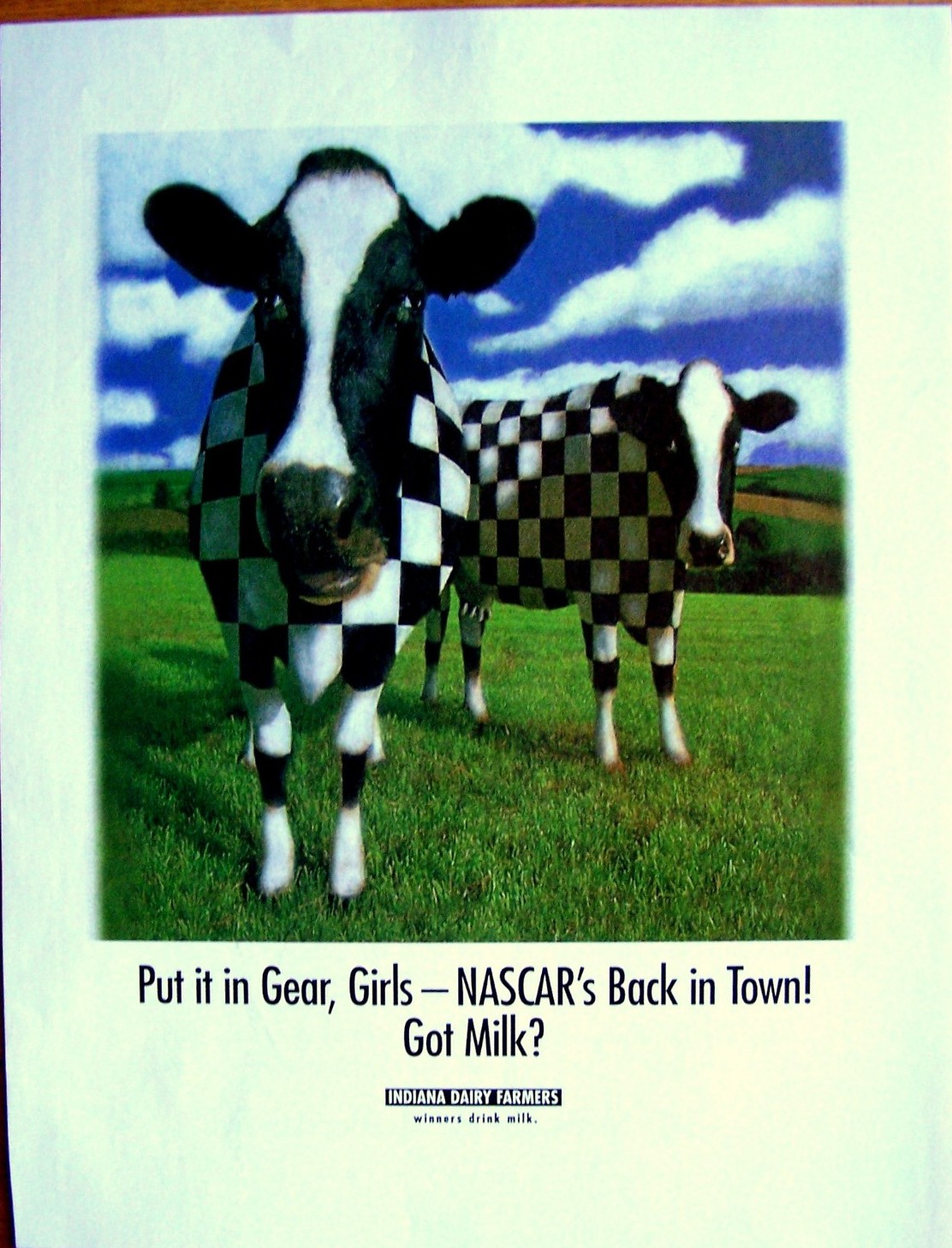 Indiana Dairy Farmers “Put it in Gear, Girls — NASCAR’s Back in Town! Got Milk?”