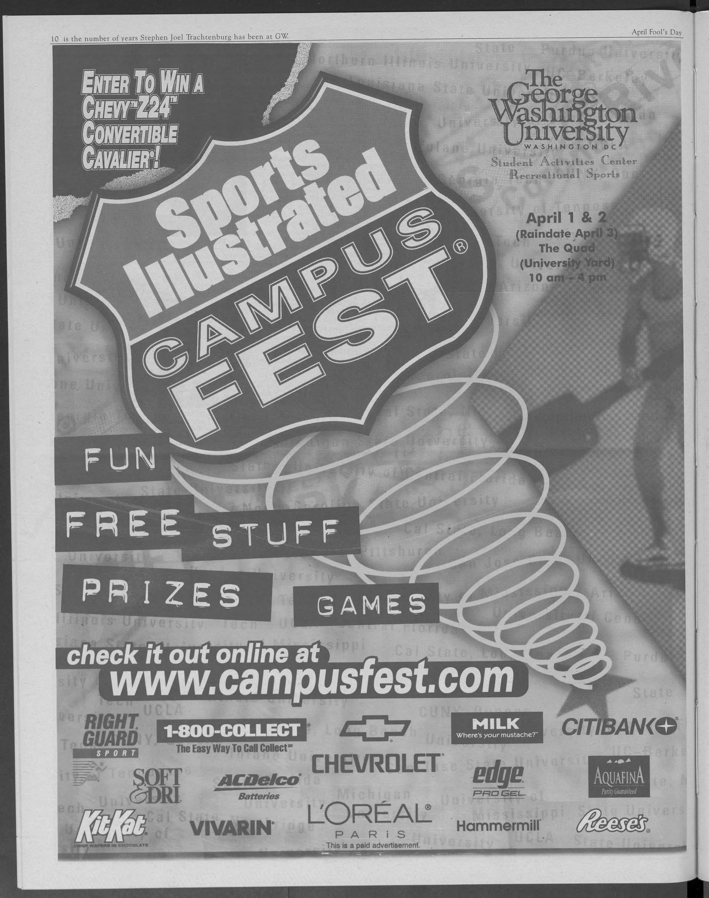 Sports Illustrated Campus Fest ad with “MILK Where’s your mustache?” sponsor logo