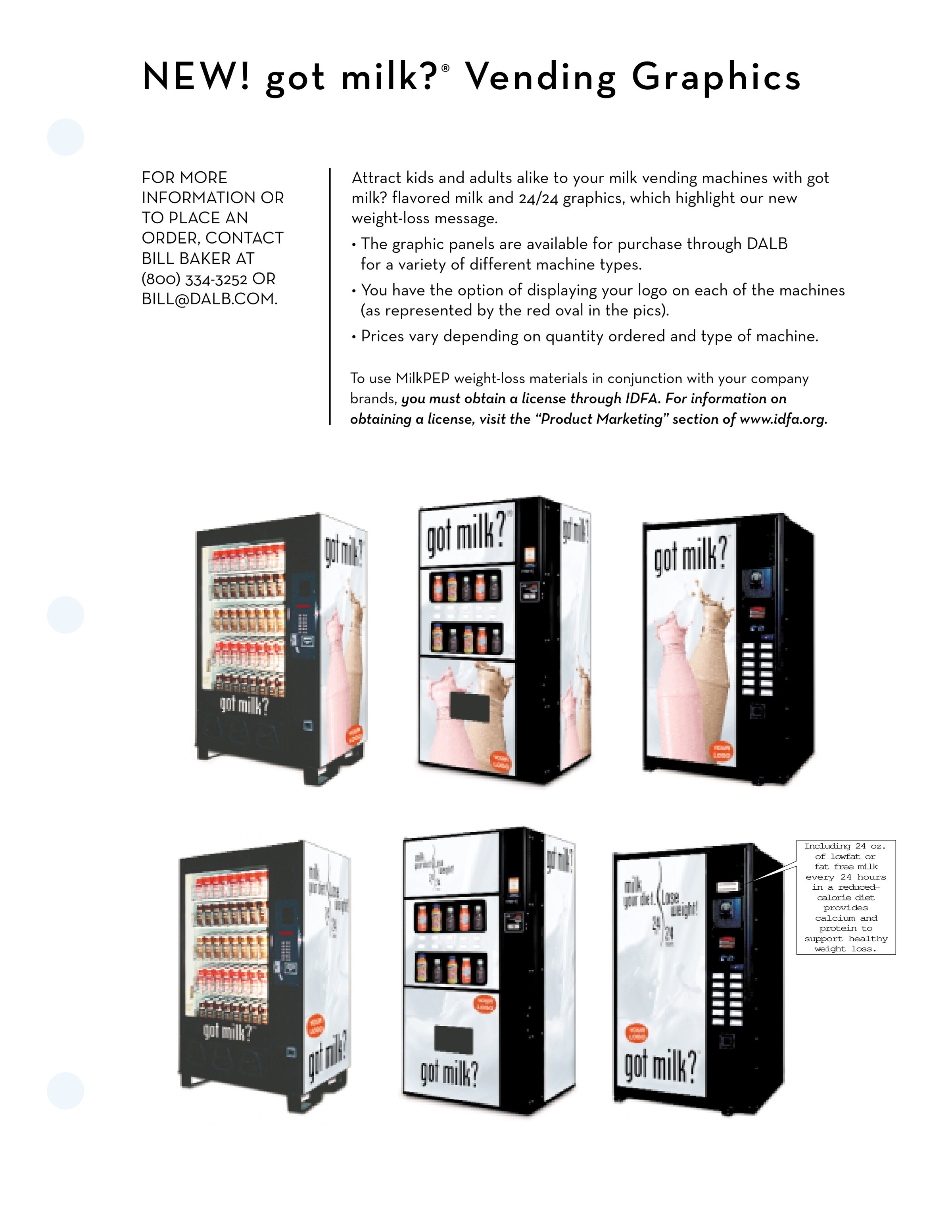 “NEW! got milk? Vending Graphics” order sheet