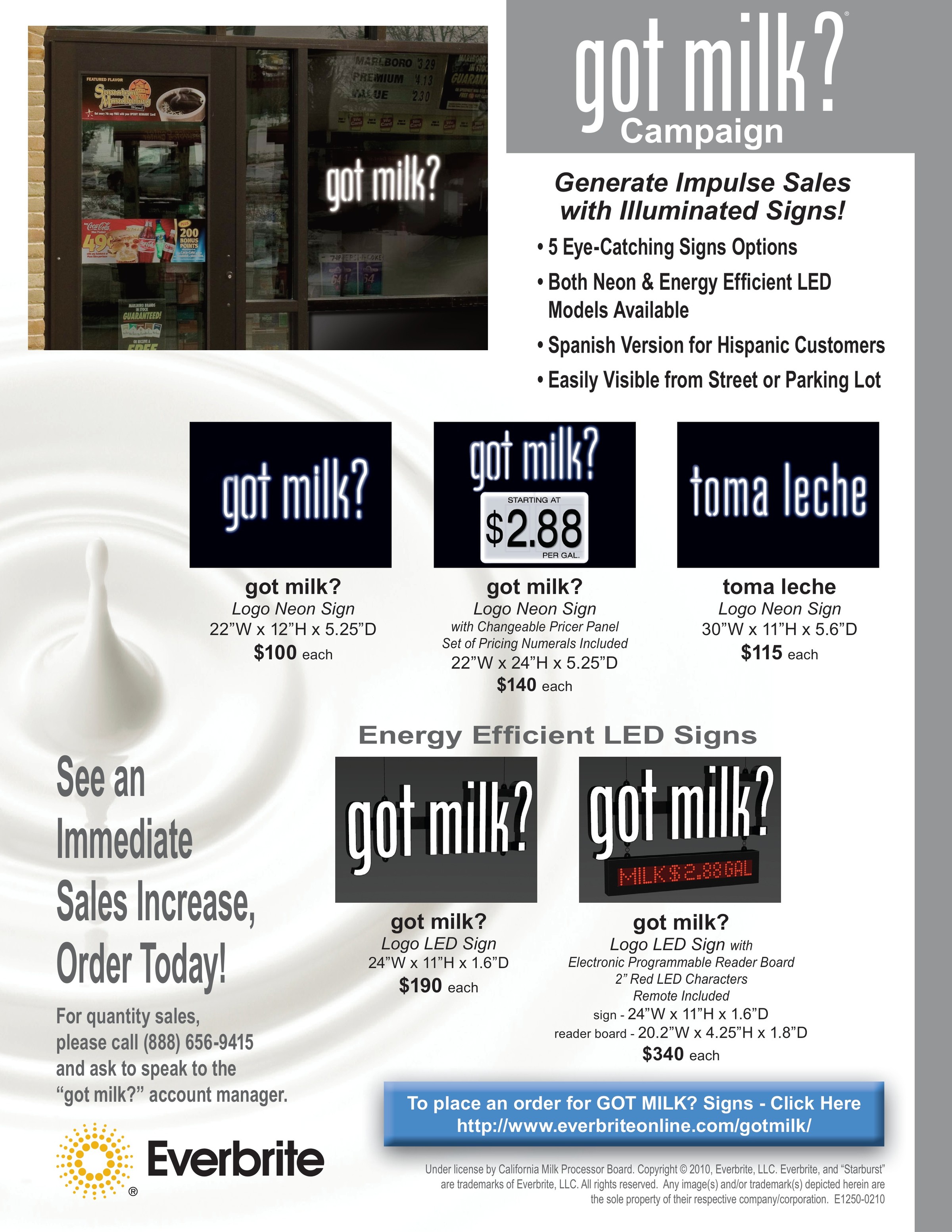 got milk? illuminated signs order sheet