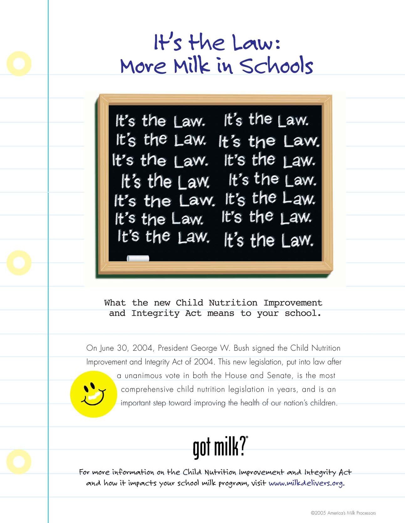 “It’s the Law: More Milk in Schools”