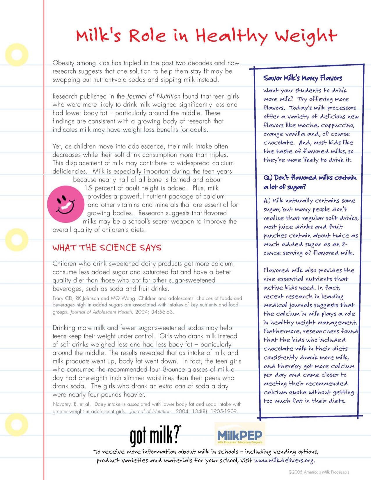 “Milk’s Role in Healthy Weight”