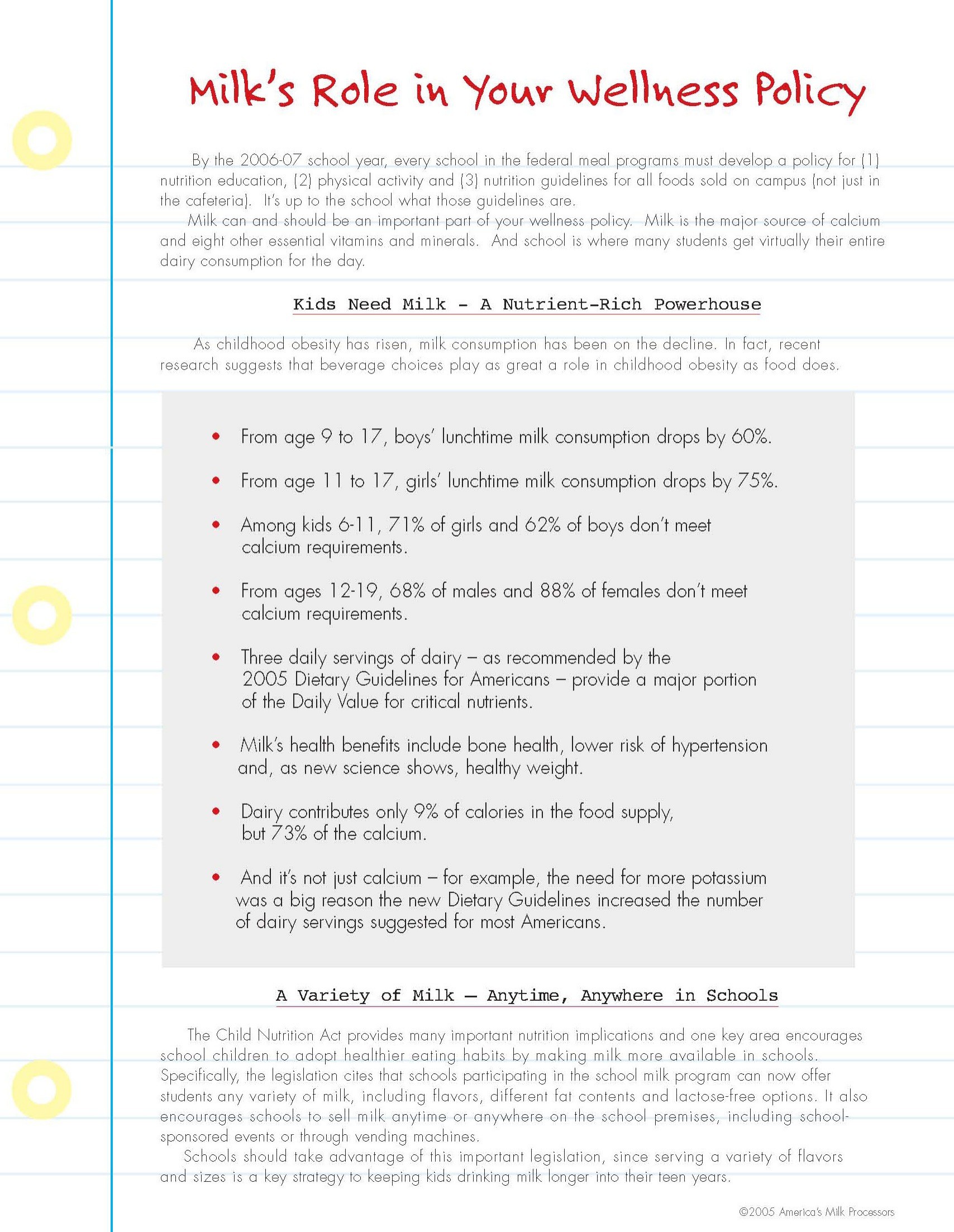 “Milk’s Role in Your Wellness Policy”