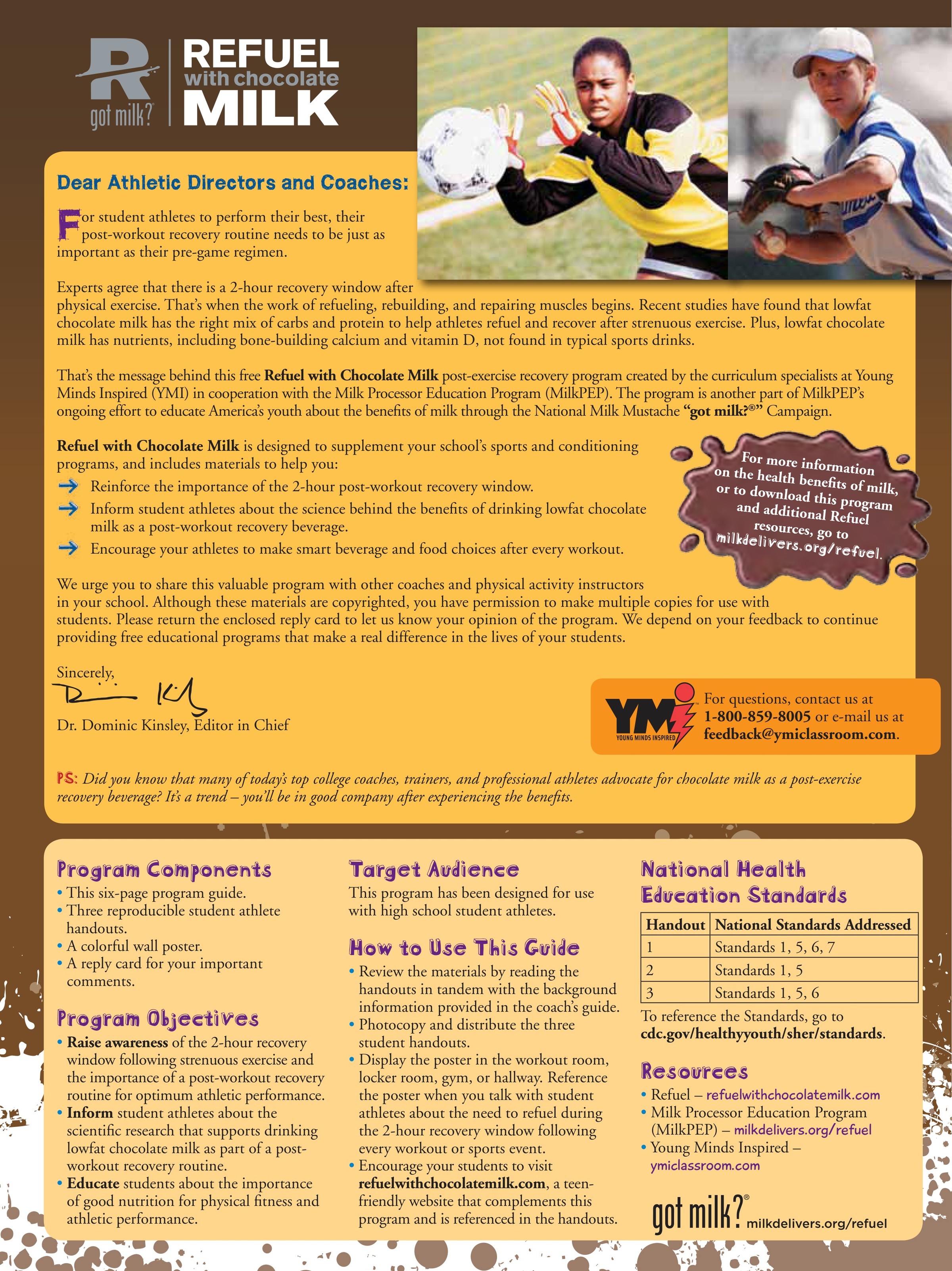 Refuel with Chocolate Milk — coach’s guide, athlete handouts and brochures