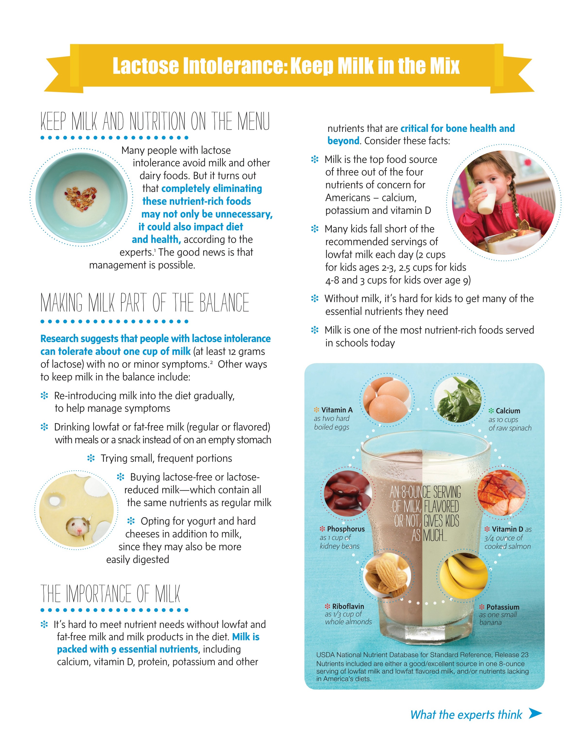 “Lactose Intolerance: Keep Milk in the Mix” handout