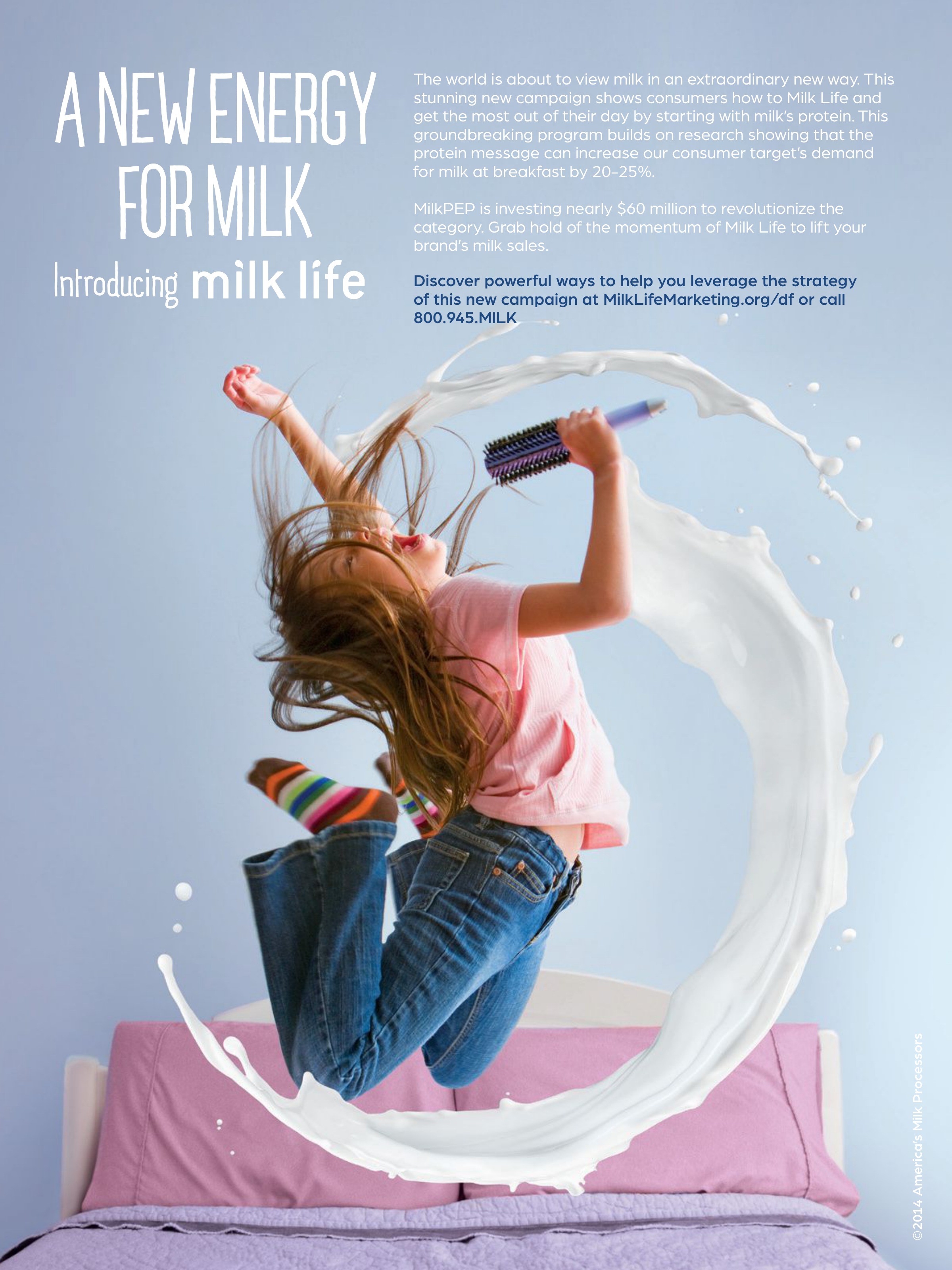 “A new energy for milk. Introducing milk life” — trade ad