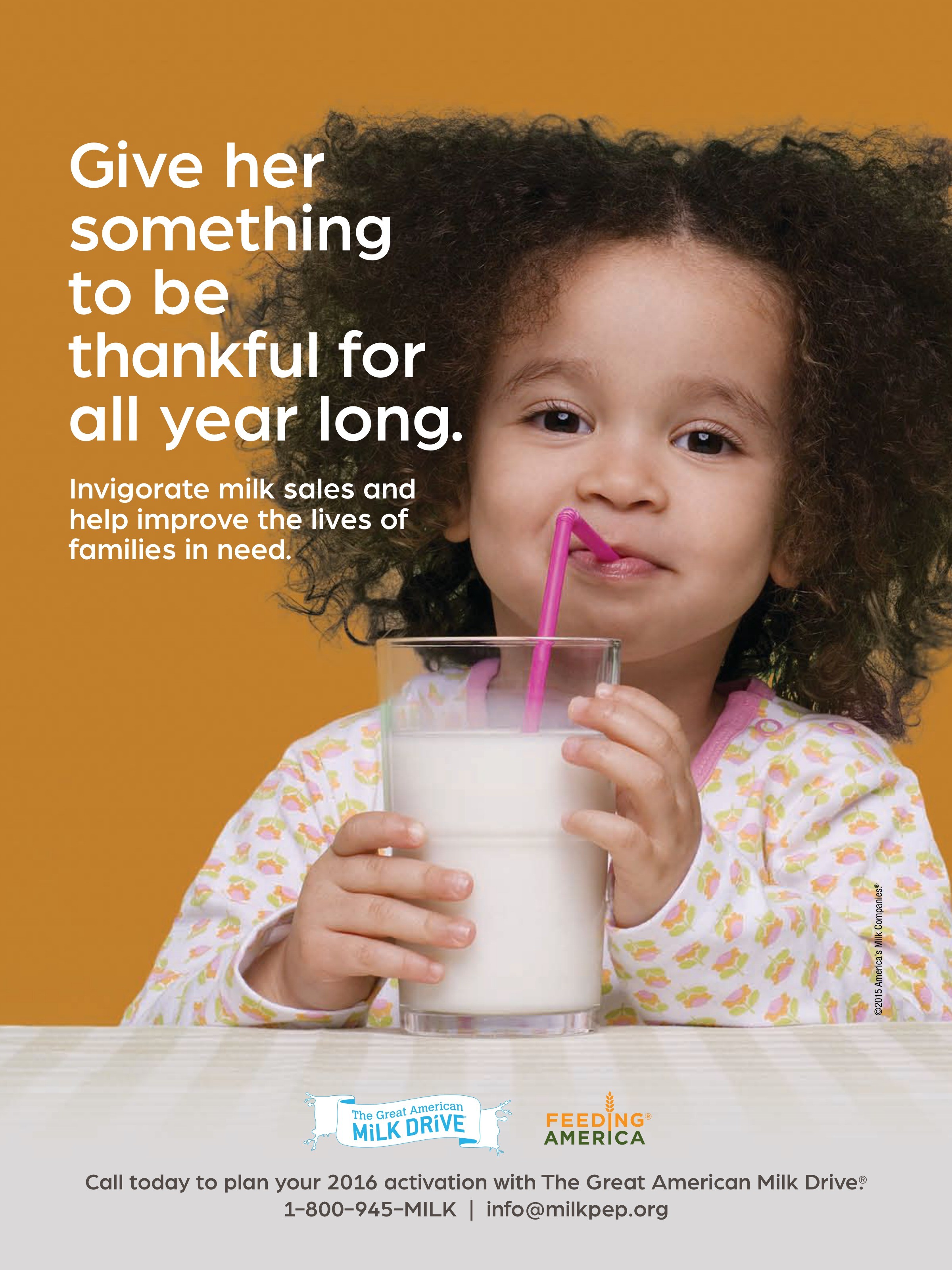 The Great American Milk Drive — “Give her something to be thankful for all year long.” trade ad