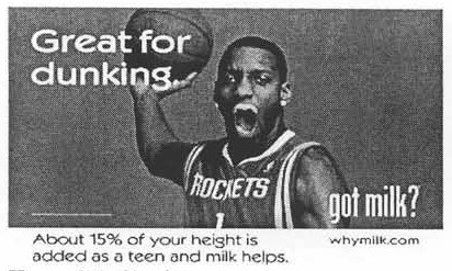 2004 School Milk Posters: Tracy McGrady (“Great for dunking.”)