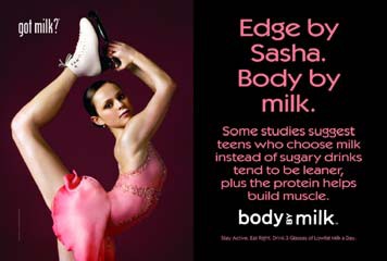 Sasha Cohen (Middle and High Schools) “Edge by Sasha. Body by milk.”