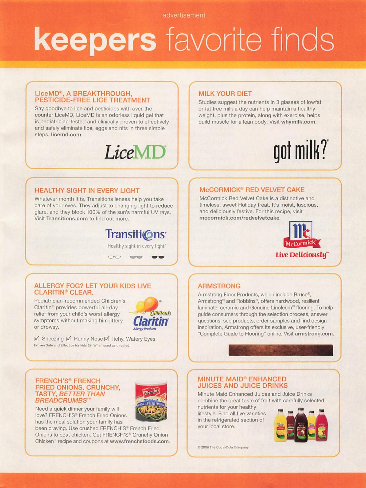 “keepers favorite finds” page with the “MILK YOUR DIET” block — Good Housekeeping, November 2008