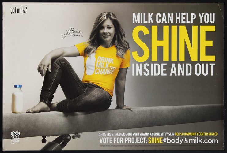 Shawn Johnson “Milk can help you SHINE inside and out” — Project:Shine poster
